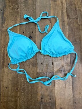 Aqua Blue Triangle Bikini Top - reversible